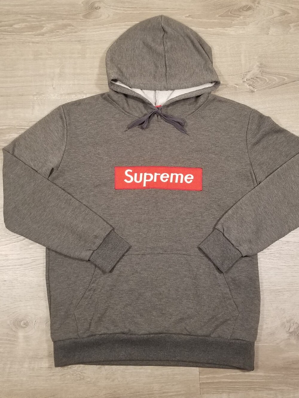 Supreme Box Logo Hoodie Charcoal Gray Mens Large Skate Streetwear Grunge Hip Hop